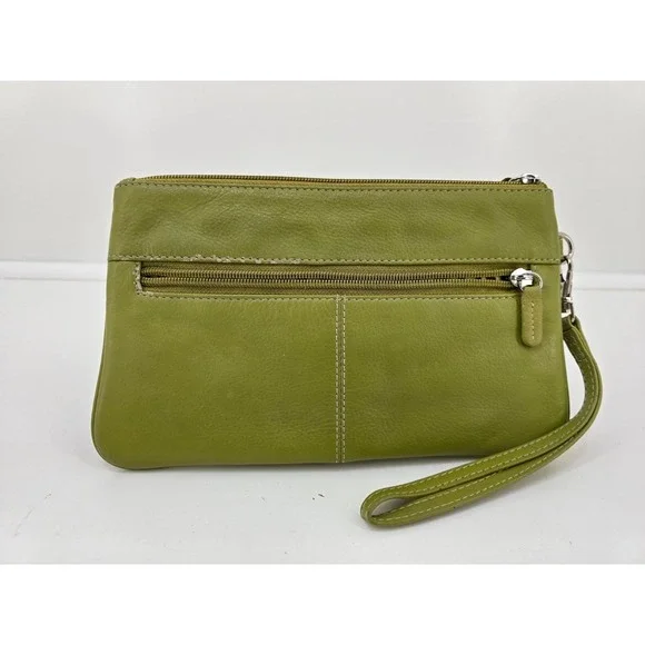 ILI genuine leather studded wristlet lime green clutch purse - Picture 2 of 7